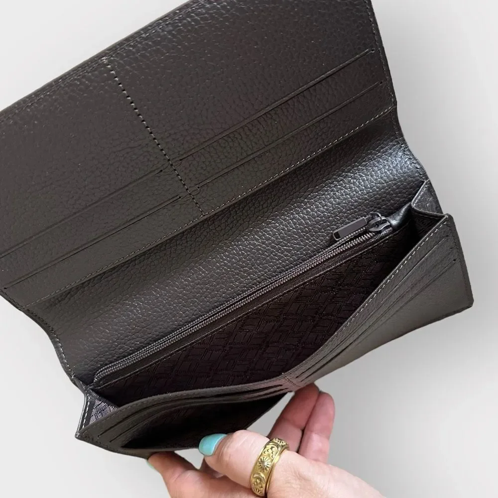 Dunhill Leather Long Wallet Continental Bifold Dark Brown